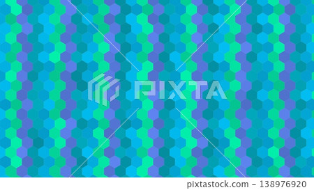 Blue-green and purple hexagonal vertical striped abstract background material 138976920