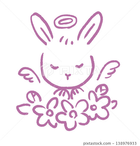 Illustration of a rabbit going to heaven Illustration of a rabbit going to heaven 138976933