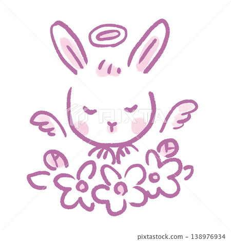 一隻閉著眼睛的兔子的插圖 一隻閉著眼睛的兔子的插圖 138976934