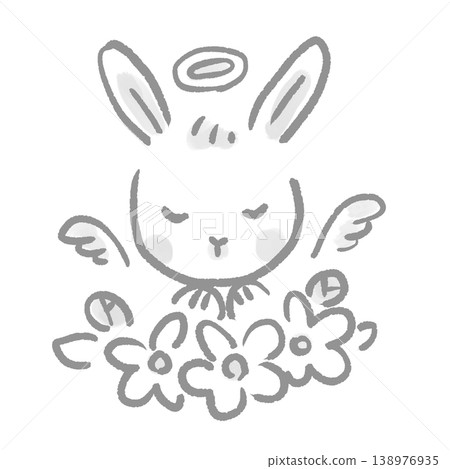 Illustration of a rabbit who became an angel Illustration of a rabbit who became an angel 138976935