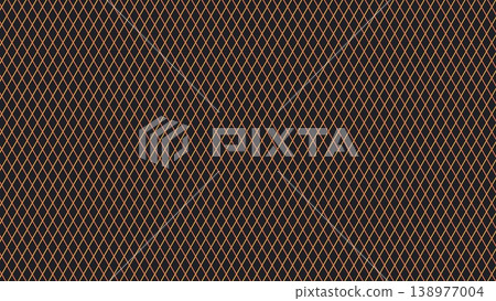 Diamond grid pattern background with thin orange lines on a black background. Diamond grid pattern background with thin orange lines on a black background. 138977004