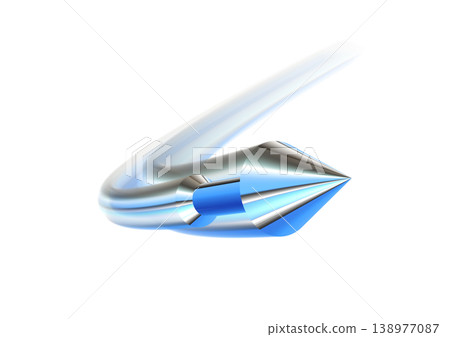 A 3D illustration of a blue arrow with a sense of speed. 138977087