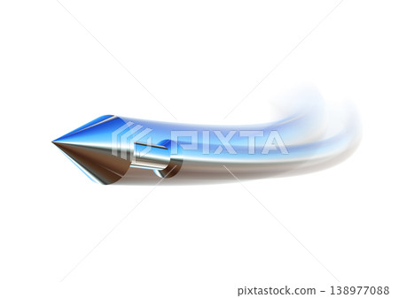 A 3D illustration of a blue arrow with a sense of speed. 138977088