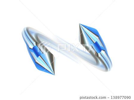 一幅具有速度感的藍色箭頭的3D插圖。 138977090