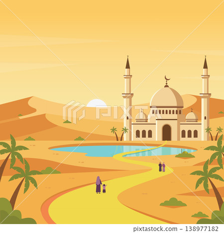 Golden Path Leading Toward Silent Sanctuary Flat Design 138977182