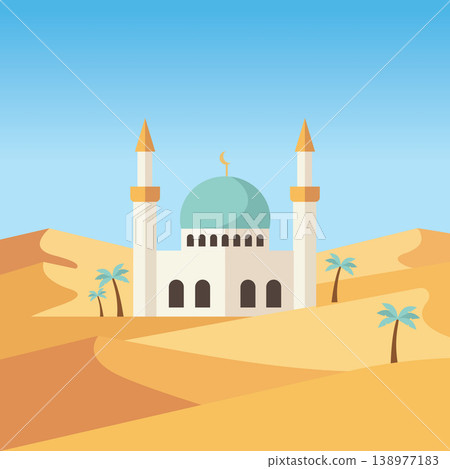 Turquoise Dome Resting In Desert Stillness Flat Design Turquoise Dome Resting In Desert Stillness Flat Design 138977183
