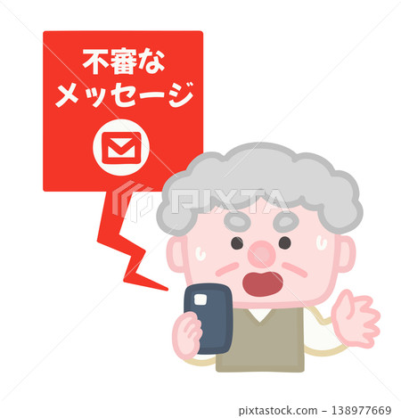 一位老人收到一封可疑訊息，感到很驚訝。 138977669