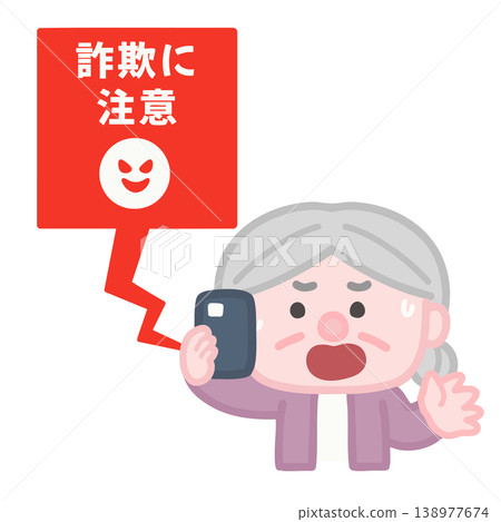 一位老婦人接到詐騙電話後驚慌失措。 138977674