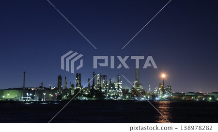 Nighttime factory scene at Negishi Industrial Complex, Isogo Ward, Yokohama City 138978282