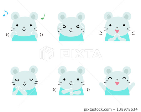 一組老鼠玩弄爪子的插圖（無輪廓線）。 138978634