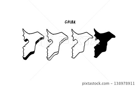 Hand-drawn vector illustration of a monochrome 3D map of Chiba Prefecture Hand-drawn vector illustration of a monochrome 3D map of Chiba Prefecture 138978911