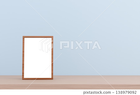 3D material_Photo frame_Light blue background 138979092