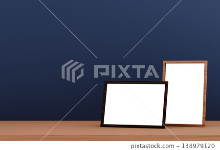 3D Material_Photo Frame_Navy Background 138979120