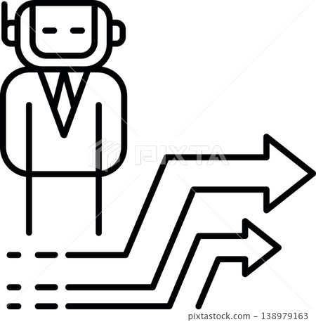 Ai icon robot assistant outline, business decision arrow direction concept Ai icon robot assistant outline, business decision arrow direction concept 138979163