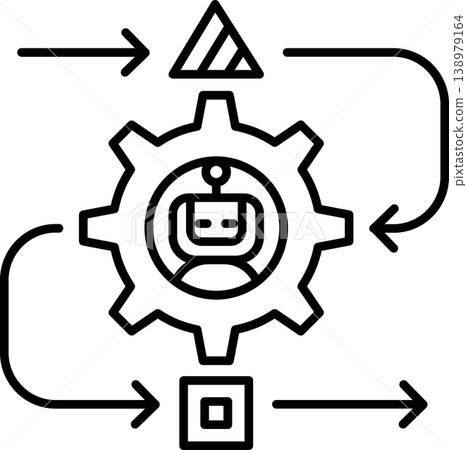 Ai workflow icon automation process flow minimal line style 138979164