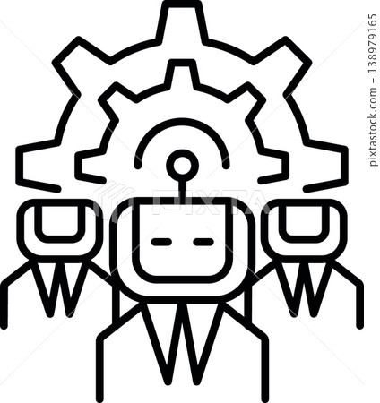 Ai robot icon team leadership technology outline gear automation teamwork digital Ai robot icon team leadership technology outline gear automation teamwork digital 138979165