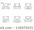 一組描繪熊玩爪子的線條畫。 138979201