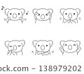 一組無尾熊玩爪子的線條畫插圖。 138979202
