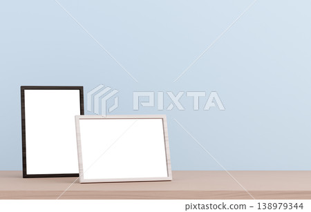 3D material_Photo frame_Light blue background 3D material_Photo frame_Light blue background 138979344
