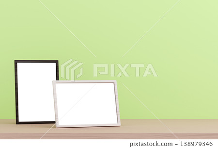 3D material_Photo frame_Green background 138979346