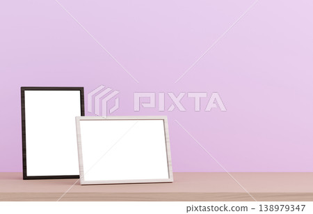 3D material_Photo frame_Purple background 3D material_Photo frame_Purple background 138979347