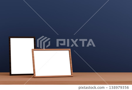 3D Material_Photo Frame_Navy Background 138979356