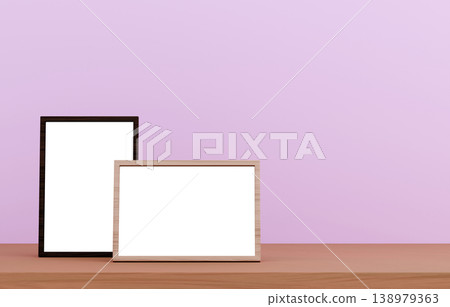 3D material_Photo frame_Purple background 138979363