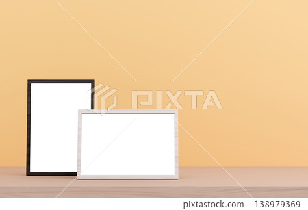 3D material_Photo frame_Yellow background 138979369