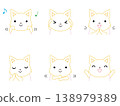 一組狐狸玩弄爪子的插圖（彩色線條畫）。 138979389