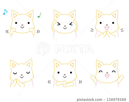 A set of illustrations of a fox playing with its hands (color line art). A set of illustrations of a fox playing with its hands (color line art). 138979389