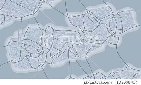 Concept of planning and mapping a travel route using a general city map with streets and roads marked. Abstract navigation plan of the urban area depicted as a simple scheme. Flat vector illustration Concept of planning and mapping a travel route using a general city map with streets and roads marked. Abstract navigation plan of the urban area depicted as a simple scheme. Flat vector illustration 138979414