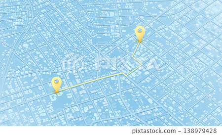 Isometric GPS navigation map with location pin for tracking. Abstract map visualization street navigation, pin pointing positions with accuracy. Concept of route tracking, vector illustration 138979428