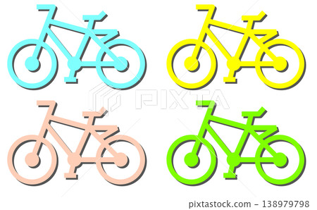 用於交通、嗜好或健身的自行車和公路自行車的插圖。 138979798
