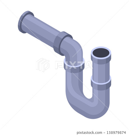 Isometric pipe. Water tube or pipeline for oil or gas industry tube construction. Plastic plumbing system in 3d. Piece of pipe 138979874