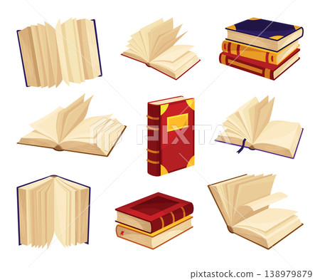 Old book collection. Wisdom or education concept. Vintage library design element. Ancient writing stationery symbol for poetry work or education Old book collection. Wisdom or education concept. Vintage library design element. Ancient writing stationery symbol for poetry work or education 138979879