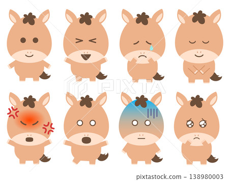 一組可愛的馬匹插畫 一組可愛的馬匹插畫 138980003