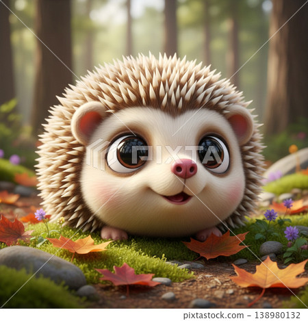 Adorable Animated Hedgehog in Autumn Forest Adorable Animated Hedgehog in Autumn Forest 138980132