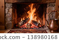 Cozy Stone Fireplace 138980168