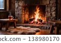 Cozy Stone Fireplace 138980170
