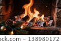 Cozy Stone Fireplace 138980172