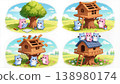 Cute Bears Building a Treehouse 138980174