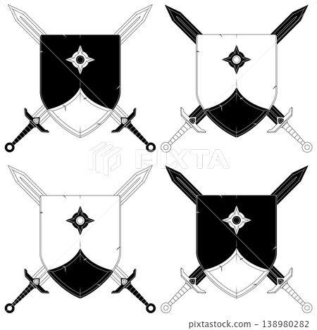 Heraldic outline of medieval weapons Heraldic outline of medieval weapons 138980282
