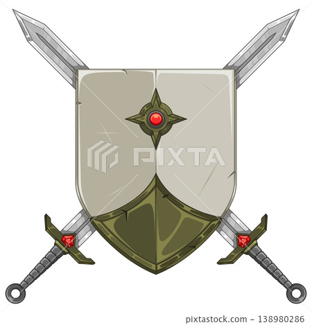 Medieval shield and crossed swords Medieval shield and crossed swords 138980286