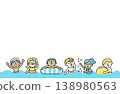 Illustrations of children playing in the sea or river 138980563