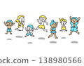 Illustration of people enjoying summer by jumping 138980566