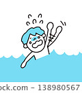 Illustrations of children drowning in the sea or a swimming pool. 138980567