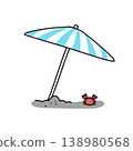 Illustration of a parasol and a crab 138980568