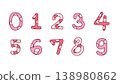 Number one to ten hand drawn with pink for element, card, advertising and illustration 138980862