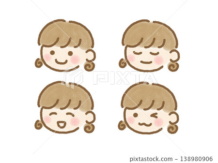 A set of simple and cute girl icons A set of simple and cute girl icons 138980906