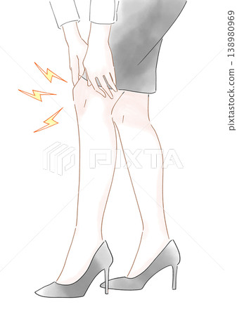 Knee pain, woman, watercolor-style illustration Knee pain, woman, watercolor-style illustration 138980969
